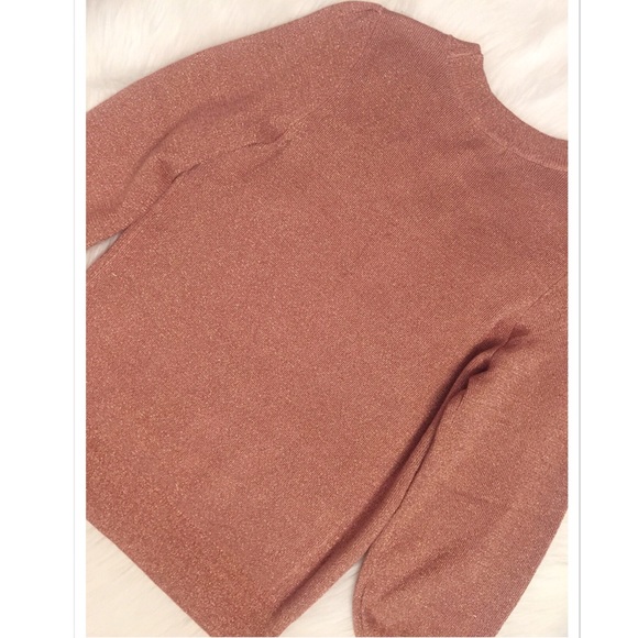 NWT Metallic Sparkle Rose Gold Fine Knit Sweater - Picture 7 of 8